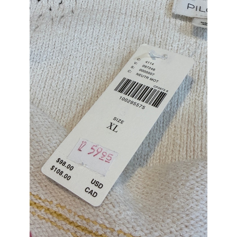 NWT  Pilcro Anthropologie Floral Intarsia Knit Tank Top Cream XL - Picture 7 of 11